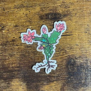 Holiday Cactus - Sticker, Holographic, Cute Flower