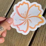 Peachy Hibiscus Rainbow Maker - Decal, Window Sticker, Sun catcher