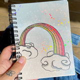 Rainbow Notebook - Mini, Holographic, Recycled Paper, Handmade, Colorful