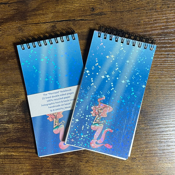 Mermaid Notebook - Recycled Paper, Holographic Covers, Ocean Art