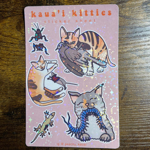 Kaua’i Kitties - Sticker Sheet, Holographic, Cute Creepy Cats